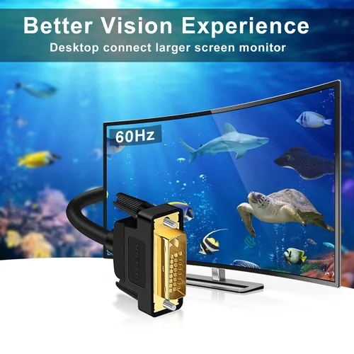 Vista 2 de SOEYBAE Cable DVI a DVI de 3.3 ft, 24+1 pin macho a macho Cable de monitor de video digital, transmisión de alta velocidad compatible con resolución