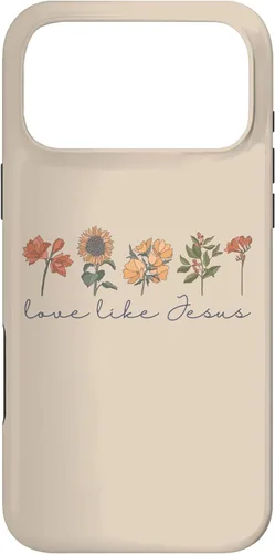 Vista 22 de iPhone 12 Pro Max Love Like Jesus Boho Flowers Bible Scripture Religious Faith Case