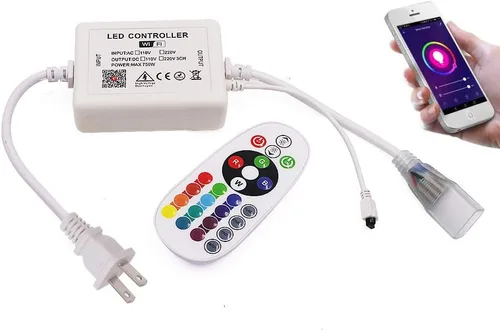 Vista 12 de Luces LED de neón, control remoto inteligente WiFi 110-130V RGB regulable, impermeable, 5050 60 LED/m, compatible con Alexa, Google Home, iOS