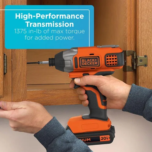 Vista 7 de BLACK+DECKER 20V MAX - Taladro inalámbrico y destornillador de impacto, kit de herramientas eléctricas con batería y cargador (BD2KITCDDI)