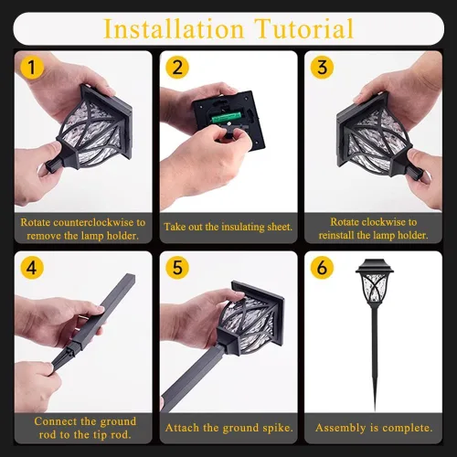 Vista 3 de Solar Pathway Lights Outdoor, 6 Pack, Warm White, IP65 Waterproof & Weather Resistant, Garden Lights for Yard, Patio, Walkway, Landscape