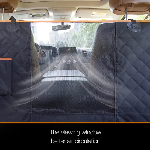 Vista 4 de iBuddy Funda de asiento de perro para camiones con ventana de malla, hamaca 100% impermeable para asiento trasero de camión, lavable a máquina