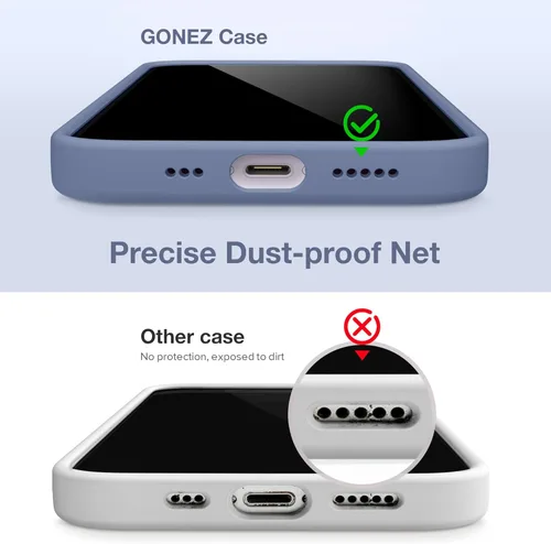 Vista 1747 de GONEZ Funda magnética para iPhone 14, compatible con Magsafe, con protector de pantalla + protector de cámara, forro de microfibra antiarañazos