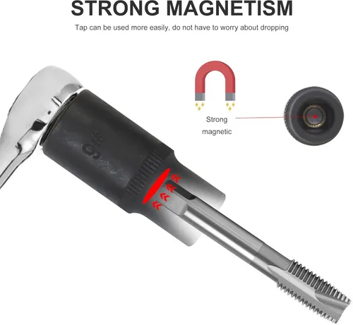 Vista 3 de Juego de 10 soportes de grifo de 1/4 "Dr 3/8" Dr Tap Socket Set Magnético