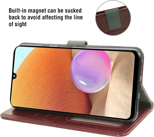 Vista 3 de Asuwish Funda compatible con Samsung Galaxy A32 4G de 6.4 pulgadas, protector de pantalla de vidrio templado y funda de piel con tapa