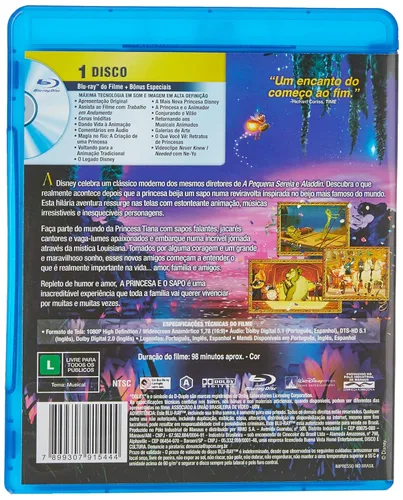 Vista 2 de Blu-ray Disney A Princesa e O Sapo The Princess and The Frog Brazilian Edition Audio and Subtitles in English