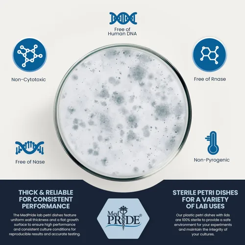 Vista 2 de MED PRIDE Placas Petri apilables desechables estériles de 3.543 in x 0.591 in con tapas, placas de laboratorio de poliestireno transparente