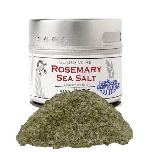 Sal marina de romero - Sal marina con infusión gourmet - Condimento artesanal - Sin OMG - Todo natural - De origen sostenible - Lote pequeño - Lata