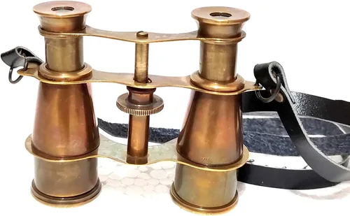 Vista 6 de Marrón Antiguo Náutico El Real Antiguo Vintage Latón Telescopio Binocular Antiguo Telescopio Antiguo 4 Pulgadas De Oro
