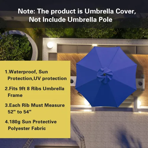 Vista 4 de Sombrilla de repuesto Sunnyglade de 9 pies para patio, toldo de mercado para exteriores con 8 varillas