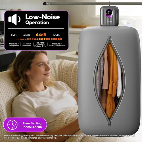 Vista 7 de Secadora de ropa portátil, mini secadora portátil para ropa, tiempo normal de 50 minutos/artículos, ajuste de tiempo, limpieza profunda a nivel