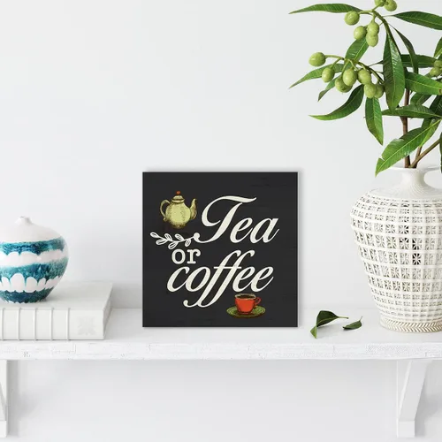 Vista 4 de Cartel rústico de madera para caja de té o café, caja de madera para cocina, café, té, caja de madera, decoración de estante de escritorio de cocina