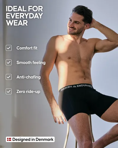 Vista 3 de DANISH ENDURANCE Calzoncillos tipo bóxer de algodón para hombre, paquete de 3 unidades, suaves, elásticos, transpirables, con/sin bragueta Negro