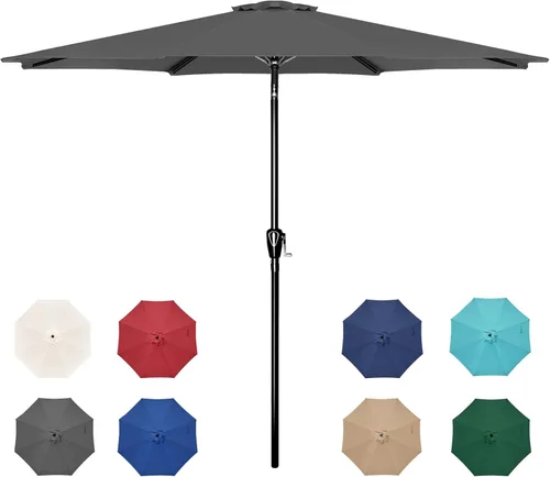 Vista 14 de Simple Deluxe - Paraguas de 9 pies para patio al aire libre, mesa de mercado, para jardín con botón de inclinación y manivela