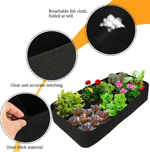 Vista 4 de Firlar Cama de jardín elevada, cama elevada de tela, 8 rejillas divididas, bolsas de cultivo duraderas para jardín, caja para plantas, hierbas