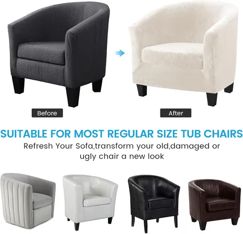 Vista 7 de MIFXIN 2 fundas de terciopelo para silla de bañera con funda de cojín, elásticas, suaves, extraíbles, para sillón, sofá, protector de muebles