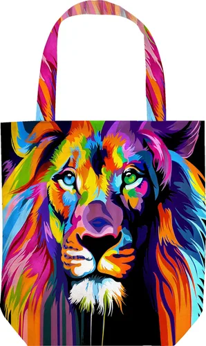 Bonita bolsa de mano de león – Bolsa con temática de animales – Bolsa de lona para mujer – Decoración de león – Bolsa estética grande para playa,