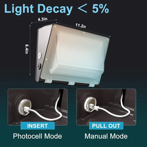 Vista 7 de Lightdot Paquete de 4 luces LED de pared de 150 W, 3CCT seleccionables (3000 K/4000 K/5000 K), 100-277 V del atardecer al amanecer con fotocélula