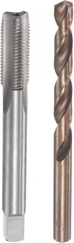 Vista 7 de uxcell 3/8-16 UNC Straight Flute Thread Tap y 0.311 in Twist Drill Broca Set, M35 Cobalto de alta velocidad Máquina de acero roscado Herramienta