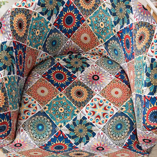 Vista 4 de MIFXIN Funda elástica para silla de club, 1 pieza de elastano, suave, extraíble, lavable, protector de muebles para sala de estar, hotel (bohemio)