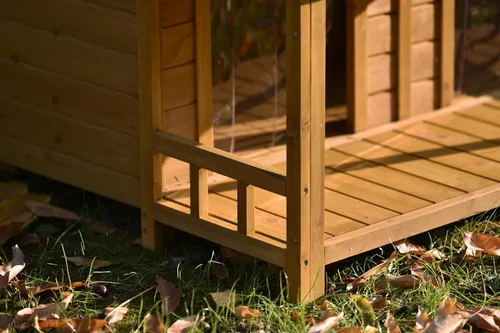 Vista 4 de RITSU Casa grande de madera para perros de 47.2 pulgadas para exteriores, exteriores e interiores, jaula para perros con porche, 2 puertas