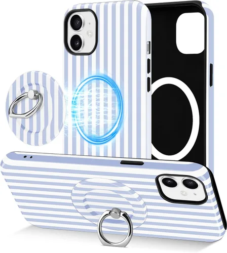 Vista 121 de Jusy Compatible con MagSafe Funda de Teléfono a Rayas para iPhone 7/8/SE, Bonita Funda de Teléfono Protectora Magnética Estética de TPU Suave y PC