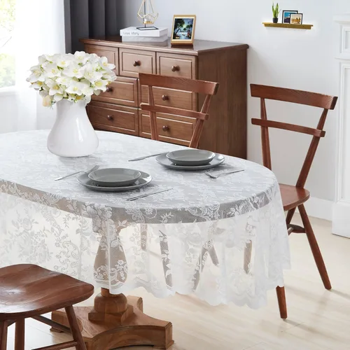 Vista 13 de 36 Inch Black Round Lace Tablecloth. Classic Elegant Floral Pattern is Ideal Choice for Any Luxury Dining Room, Birthday, Wedding or Holiday