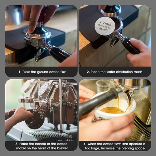 Vista 5 de Abeillo Pantalla de disco de café espresso de 1.929 in, 0.067 in de grosor, 150 m, filtro de café reutilizable, pantalla de ducha inferior