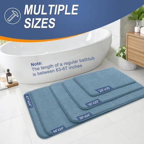 Vista 5 de OLANLY Tapete de baño grueso de espuma viscoelástica de 30 x 20 pulgadas, extra suave, absorbente, de secado rápido, antideslizante, lavable a