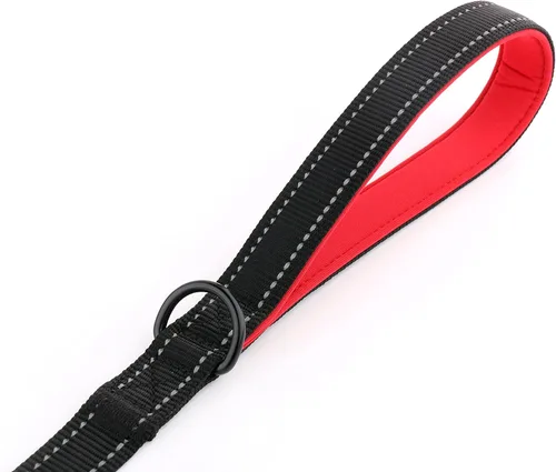 Vista 6 de Correa de perro de 6 pies con asa acolchada de tráfico, resistente, doble asa para un mayor control de capacitación en seguridad, perfecto para Negro