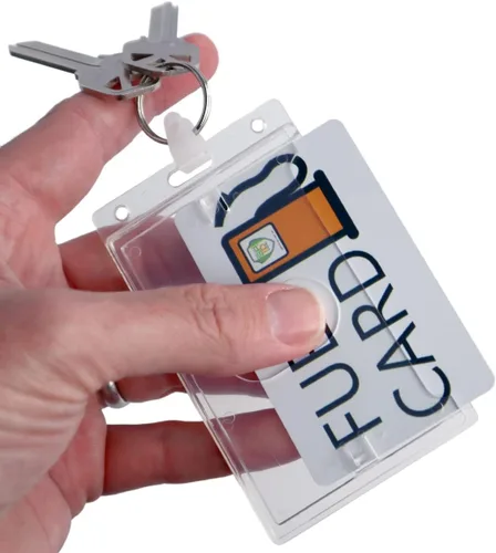 Vista 7 de Soporte rígido para tarjetas de combustible con llavero, protector de tarjetas de plástico duro transparente para flotas, tarjetas de gas, autos
