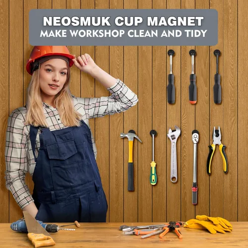Vista 2 de Neosmuk Imanes con tornillos, 22 libras + imanes de montaje de neodimio de tierras raras resistentes con agujeros, discos redondos avellanados