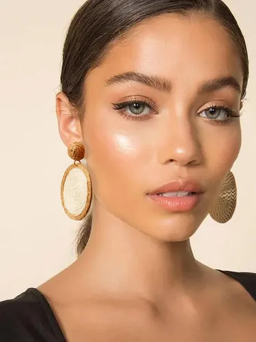 Vista 3 de Rattan Earrings Handmade Raffia Hoop Earrings for Women Summer Straw Boho Dangle Geometric Earrings Statement Beach Accessory Jewelry