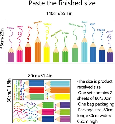 Vista 7 de Calcomanías de pared de color para guardería, calcomanías de pared educativas para niños, para aula, sala de juegos, guardería, dormitorio