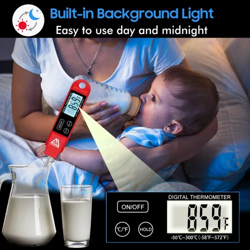 Vista 3 de Termómetro digital de cocina de alimentos, 304 (18/10), termómetro de acero inoxidable de lectura instantánea para carne, para barbacoa, parrilla