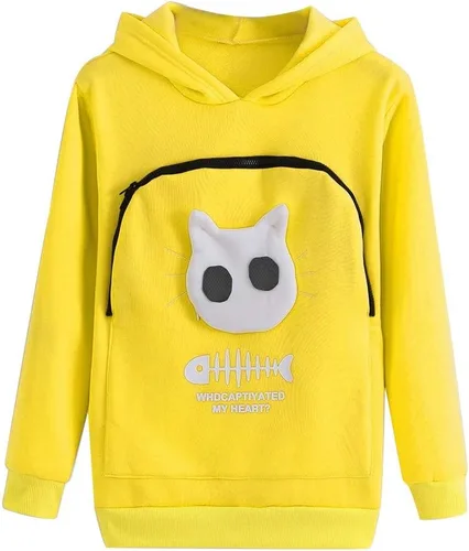 Vista 4 de Sudadera con capucha para transportar mascotas para hombre y mujer, con soporte para cachorros y gatitos, sudadera con bolsa de animales, sudadera
