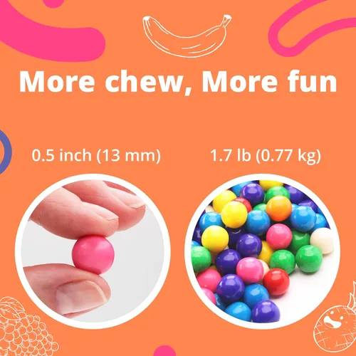 Vista 3 de Bolas de chicle para repuestos de máquina de chicle, bolas de goma de mascar con sabor a frutas surtidas, mini chicles de 0.5 pulgadas, paquete