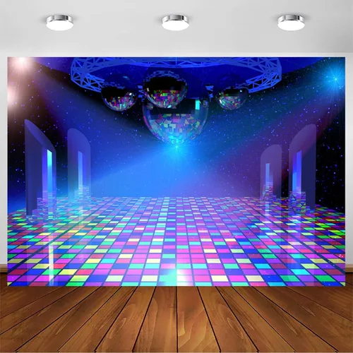 Telón de fondo de fiesta de discotecas de 7 x 5 pies para fiesta de cumpleaños, pancarta de música y baile, telón de fondo para discotecas, fondo de