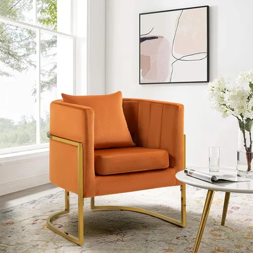 Vista 22 de Moderno sillón de terciopelo con almohada lumbar, silla tapizada de mediados de siglo para sala de estar, dormitorio, sofá individual, silla