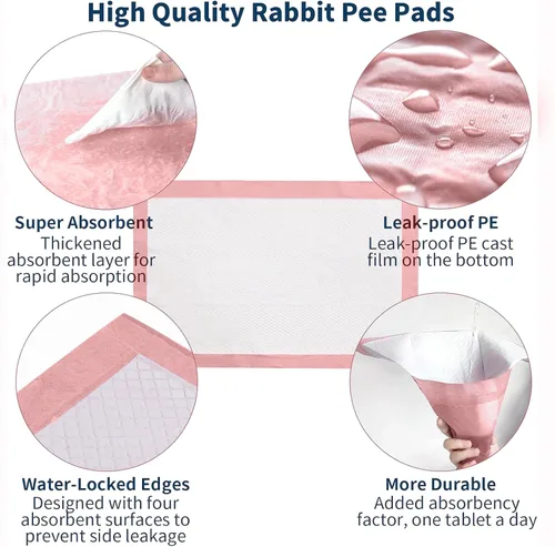 Vista 4 de Tfwadmx Almohadillas para orinar de conejo, 20 piezas de 18 x 13 pulgadas, desechables, a prueba de fugas, superabsorbentes, para cachorros