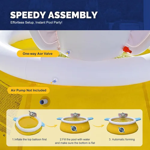 Vista 5 de DIMAR GARDEN Piscina inflable de espray de piscina de 6 pies x 29 pulgadas, piscina de elefante redonda al aire libre con anillo superior de aire