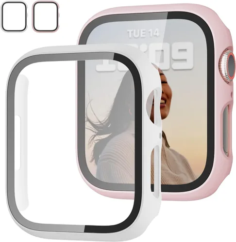 Vista 27 de JZK Juego de 2 fundas con protector de pantalla de vidrio templado para Apple Watch Ultra 3 (2025) Ultra 2/Ultra 49mm, protector delgado