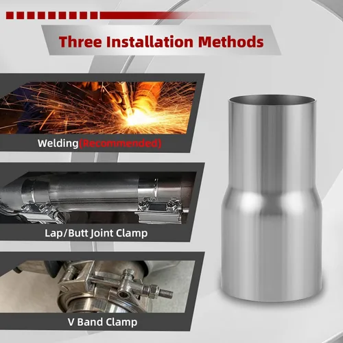 Vista 5 de Conector adaptador de escape de 1.75 pulgadas de diámetro exterior a 2 pulgadas de diámetro interior, reductor de tubo de escape A-KARCK de 4