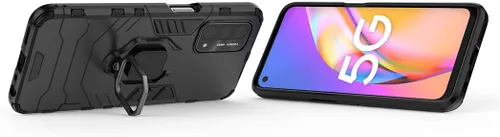Vista 2 de Compatible con OnePlus Nord N200 5G, funda Oppo A93 5G, soporte de anillo de metal a prueba de golpes
