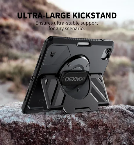 Vista 3 de Dexnor Funda para iPad Air de 11 pulgadas M3/M2, iPad Air de 5ª/4ª generación de 10.9 pulgadas Funda Resistente con correa de mano giratoria