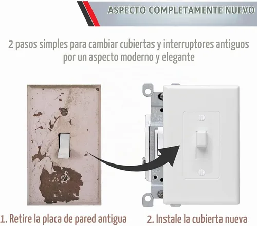 Vista 6 de TayMac 4000W Placa de pared para interruptor de palanca única, pintada, blanca, 1 banda