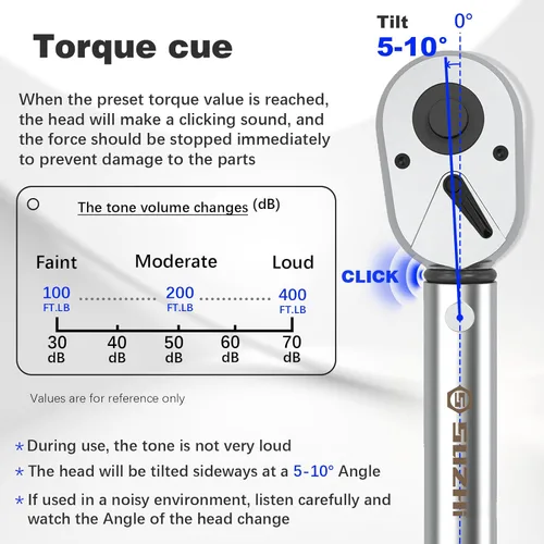 Vista 5 de Llave dinamométrica de 1/2 pulgada 25-250 ft-lb /33.9-339N.M/más larga 21.6 pulgadas/72 T/aleación de aluminio/resistente/profesional/doble