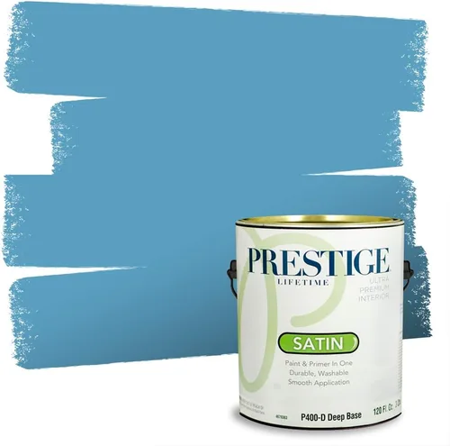 Vista 35 de Prestige Paints. - Base y pintura para exteriores en un solo galón, 1 galón. plano, comparable con Sherwin Williams Topsail.