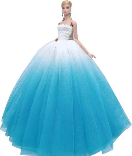 Vista 8 de Ropa de muñeca de novia, vestido de novia para niña de 11.5 pulgadas, vestido de princesa de fiesta, accesorios de muñecas de 1/6 (estilo A)