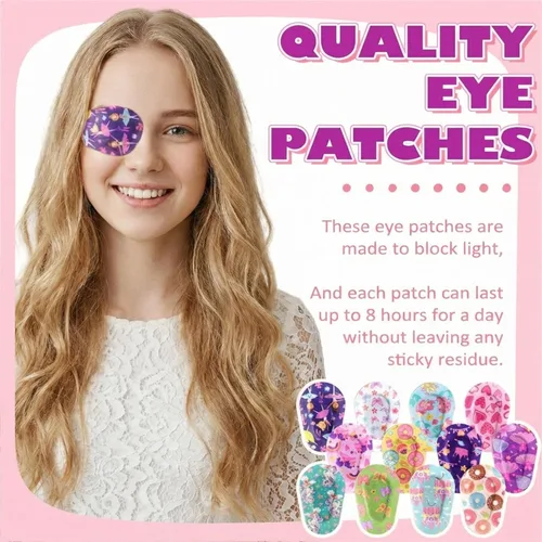 Vista 4 de Panelee 60 Parches Adhesivos para Ojos para Niños, Niñas y Niñas Pequeñas, Parches para Ojos a Granel de Material Transpirable, Algodón que Bloquea